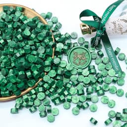 400 Stuks Wasbolletjes voor Verzegelen - Groene Octagonale Wasbolletjes voor Cadeauverpakking, Trouwaankondigingen en Persoonlijke Enveloppen — thumbnail 3