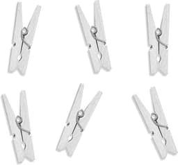 Houten Klemmen - Decoratieve Knijpers - Foto Ophangen - Natuurlijk Materiaal - 20 Stuks - Wit — thumbnail 5