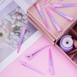 Haarclips - Krokodillenklemmen - Haarstyling - Roestvrij metaal - 24 stuks - Roze kleurverloop — thumbnail 2
