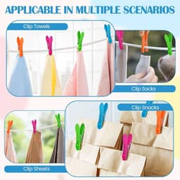 48 Stuks Kledingknijpers met Mand, Winddichte Kleurrijke Plastic Knijpers voor Waslijn, Ideaal voor Kleding, Handdoeken en Sokken — thumbnail 5