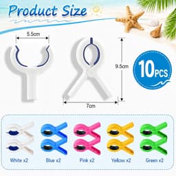 10 stuks handdoekklemmen voor strandstoelen, winddichte wasknijpers, kleurrijk — thumbnail 5