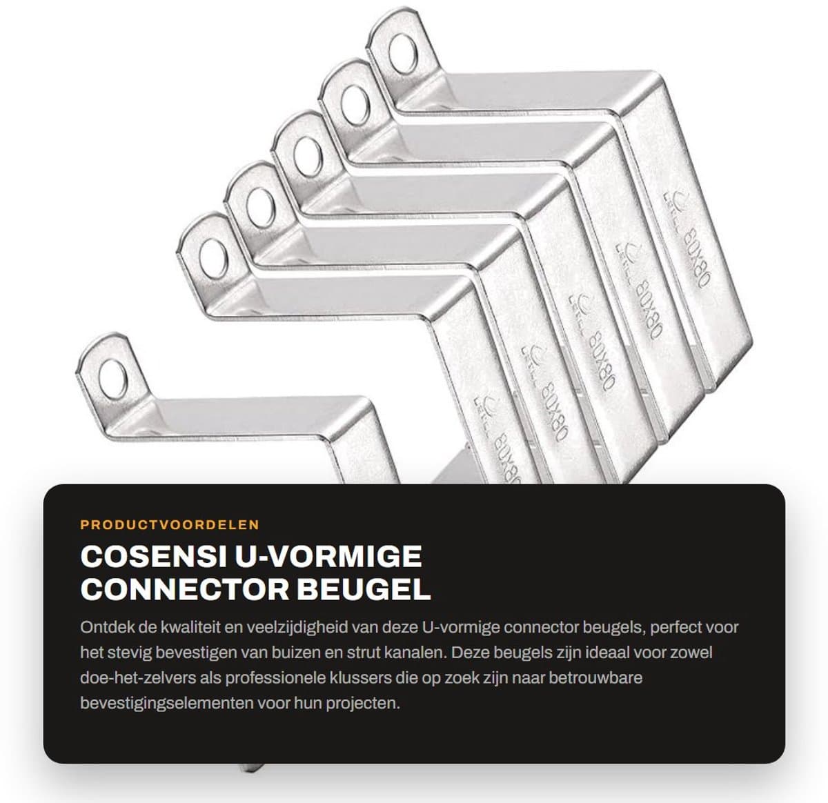 Dailygoods- Connector U-vormige Beugel 78 x 82mm - Buisbandklem - Roestvrij Staal - Corrosiebestendig - Duurzaam - Hoogwaardige Materialen - Buisklem — afbeelding 1