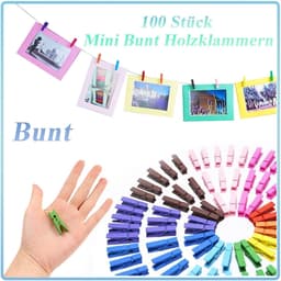 Dailygoods- Wasknijpers 100 Stuks - Kleine Houten Wasknijpers - Kleurrijke Mini-Klemmen - Voor Foto's/Ansichtkaarten - Decoratie/Huisdecoratie — thumbnail 4