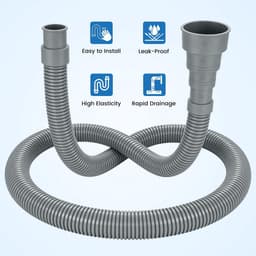 Dailygoods- Verlengslang 1 m - Universele Set - Verbindingsstuk - Klemmen - Hoekhouder - Flexibele Uitlaatverlengset - Afvoerslang — thumbnail 3