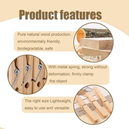 Dailygoods - 30 Stuks Houten Wasknijpers, Mini Houten Klemmen, Decoratieve Wasknijpers, Kleine Houten Wasknijpers Als Decoratie Voor Foto's, Collages, Ansichtkaarten, Foto's & Cadeaus — thumbnail 5