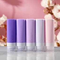 Reisflessen om te vullen, TSA-goedgekeurde 90 ml siliconen reisflessen, BPA-vrije, lekvrije reisformaat container - Holiday Essentials voor vrouwen, reisset vloeistoffen inclusief toilettas — thumbnail 2