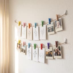 SnelShoppen - 100 Stuks Mini Houten Kledingknijpers voor Foto's, Kleurige Mini Klemmen met 10m Jute Touw voor Creatieve Fotocollages, Postkaarten en C — thumbnail 5