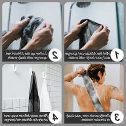 Langwerpige badspons met knopen, Afrikaanse wasnet, exfoliërende douche, rugschrobber, huidverzachter, rekbaar tot 160 cm (Zwart) - Perfect voor een grondige reiniging en verzorging van de huid. — thumbnail 3