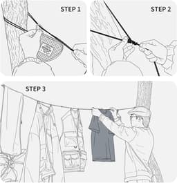 Droogtouw met klemmen - Reis waslijn - Kleding drogen - Winddicht en reflecterend - 1.0 Meter - Zwart — thumbnail 5