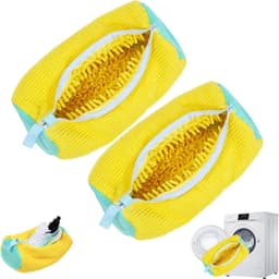 Waszakken, wasmachine, waszak, wasnet, waszak voor schoenen, schoenenzak wasmachine met 360 graden reinigingsdons en ritssluiting, herbruikbaar, geel — thumbnail 1