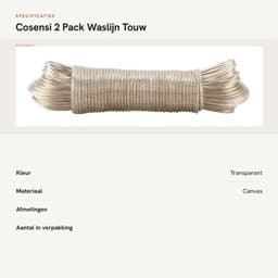 Waslijn Uittrekbaar 30m - 2 Pack - Stalen Kern - Roestvrij en Waterdicht - Duurzaam - PVC Coating - Waslijn Touw — thumbnail 5