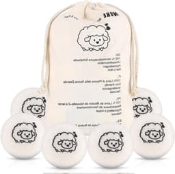 Drogerballen van 100% pure schapenwol voor wasdroger, natuurlijke wasverzachter, antistatisch - Set van 6 met opbergtas — thumbnail 1
