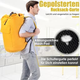 SnelShoppen - Gele XXL Waszak 115 Liter - Waterdichte Rectangulaire PVC Reistas met 2 Gewatteerde Schouderbanden - Vouwbare Opbergzak voor Kleding - P — thumbnail 2