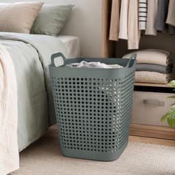 Storage Solutions Wasmand - 2x - groen - 48 liter - 40 x 51 cm - kunststof - wasbox - mand voor wasgoed - badkamer — thumbnail 3