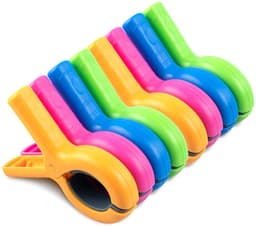 8 stuks meerkleurige strandhanddoekklemmen, duurzaam, grote kunststof wasknijpers, wasspelden, windschermclip voor ligstoel en strand — thumbnail 1