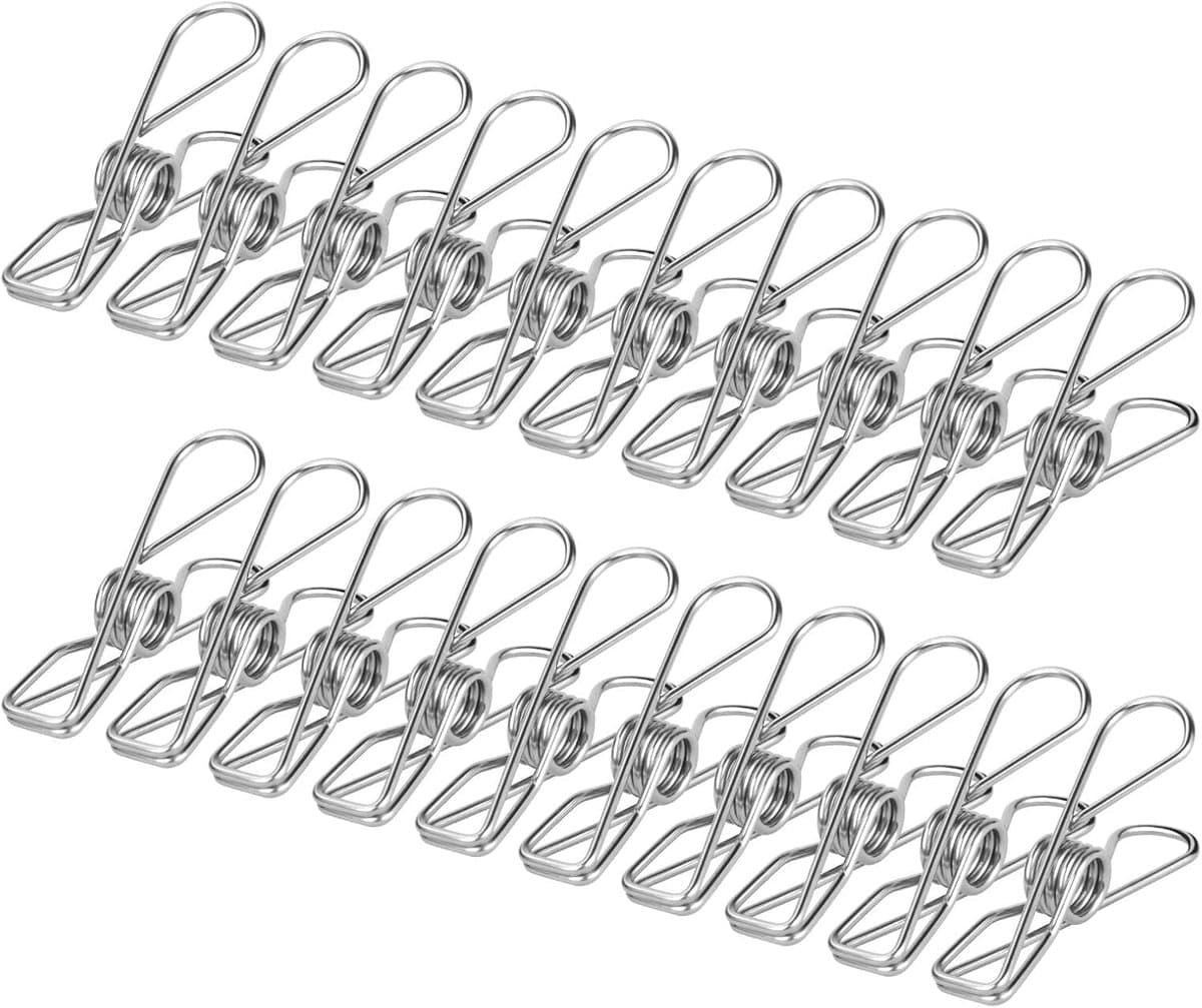 Wasknijpers, 100 Stuks Roestvrij-stalen Wasknijpers, 6cm Clip Pin Set, voor Waslijn, Kleding Sok Hanger, Keuken, Kantoor — afbeelding 1