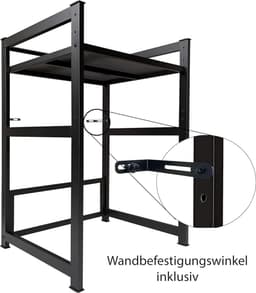 Wasmachinerek 74x65x111cm zwart | Opbergrek voor wasmachine en droger boven elkaar | Badkamer staand rek wasmachinekast kelder — thumbnail 5
