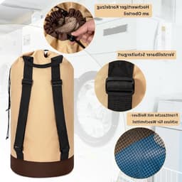 Grote Waszak van 90 Liter, Waterdicht en Vouwbaar, Ideaal voor Huis, College en Reizen, Met Verstelbare Schouderbanden in Lichtgrijs en Donkergrijs — thumbnail 2