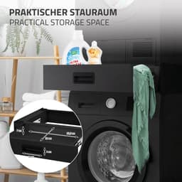Tussenstuk voor wasmachine en droger – Universeel tussenbouwframe met lade 60,5x54 cm in zwart ML design — thumbnail 2