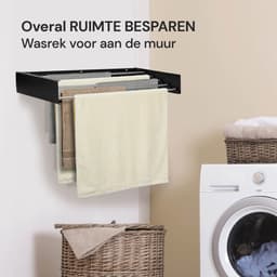Vitapur Wasrek - Droogrek - Hangend - Wanddroogrek inklapbaar - Droogrekken - Inklapbaar - 80 x 40 cm - 4 meter drooglengte - Zwart — thumbnail 3