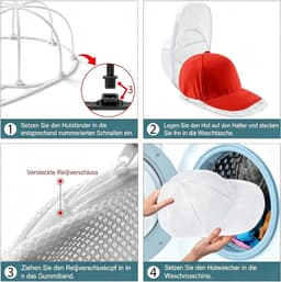 2 stuks - Cap Washer - Pet Houder - Pettenwasser - 33*22*11CM - Pettenwasser voor de wasmachine - Pet Wassen - Waszakken - Waszakje voor Petten - met frame en wasnetje - Wit — thumbnail 5