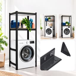 Wasmachine rek - 150x70x40 cm - 400 kg - zwart-bruin — thumbnail 4