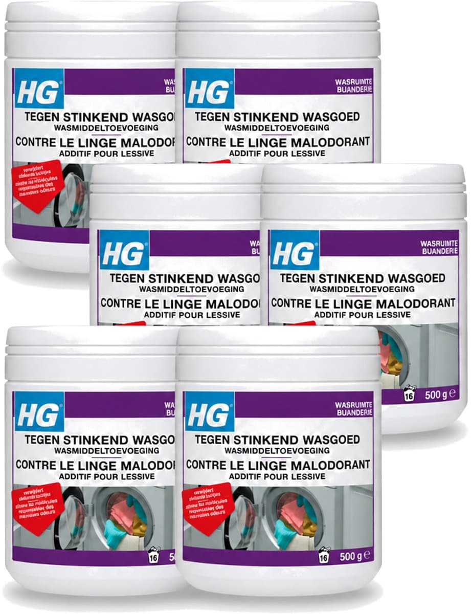 6 x HG - Wasruimte - Tegen Stinkend Wasgoed - Wasmiddeltoevoeging - 500 g - Voordeelverpakking - 6 stuks — afbeelding 1