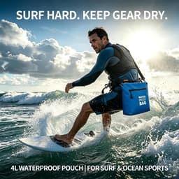 Crossbodytas met luchtdichte ritssluiting, lichtgewicht droogtas met verstelbare riem voor strand, zwemmen, reizen en dagelijks gebruik, Blauw, droogzak met rits — thumbnail 5
