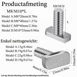T Bolt M8x40 Hamer Hoofd Bolt Rvs T Slot Schroef Mechanische Hardware Deel voor Aluminium Profiel, Fotovoltaïsche Solar Mountin — thumbnail 5
