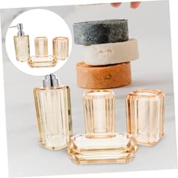 1set Badkameraccessoires Transparante Zeeppomp Tandborstelhouder Zeepschotel Mondspoelbekertje Compact Duurzaam Voor Thuis of Hotelgebruik — thumbnail 3