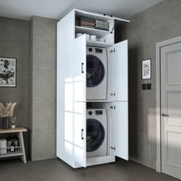 Roomart DORA-II Wasmachine Ombouwkast 70x230 cm met Opzetkast - Wit — thumbnail 4