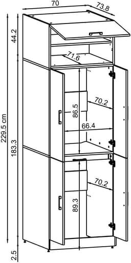 Roomart DORA-I Wasmachine Ombouwkast 70x230 cm met Opzetkast - Wit Eiken — thumbnail 5