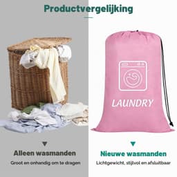 2 Pack grote reizen waszakken 24 x 36 inch, trekkoord, blauw + roze — thumbnail 3