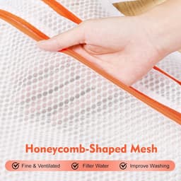 3 stuks - Waszakken - dubbele rits waszak - waszak met handvat - wasmachine zakken met rits - anti-deformatie - voor truien , shirts , ondergoed , sokken - wit - 30x30 cm , 40x40 cm , 50x50 cm — thumbnail 4