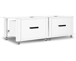 Bodo® - Wasmachine Verhoger - Dubbel - Kast - Ombouw met Lade - Wit - 124x58x44-48cm — afbeelding 1
