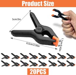 JGS Premium - 20 stuks zwarte nylon veerklemmen voor fotografie, studio en handwerk met krachtige lenteklemmen — thumbnail 5