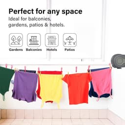 30m Outdoor Heavy Duty Retractable Double Clotheslines Wall Mounted Extendable Drying Line for Drying Room Grey — thumbnail 4