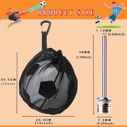 Draagbare Basketbaltas voor Sportballen - Duurzaam en Multifunctioneel - Nettas met Trekkoord en Haak - Inclusief 2 Luchtpinnen - Afmetingen 12x10 inch — thumbnail 5