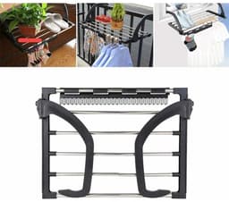Wall Mounted Stainless Steel Folding Clothes Dryer for Radiator Balcony Black — thumbnail 4