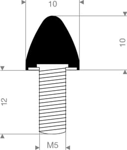 Rubbermagazijn - Parabool demper Type KP/D 10x10mm - M5 - Set 10 stuks — thumbnail 2