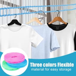 3 Stuks Waslijntouw, Wasdroogtouw Kunststof Touw voor Het Ophangen van Kleding Winddicht Antislip Waslijn voor Binnen en Buiten (10M) — thumbnail 5