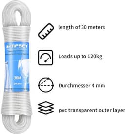 30 m waslijn voor buiten - extra sterk, roestvrij en waterdicht, 120 kg draagvermogen - ideaal voor tuingebruik — thumbnail 5