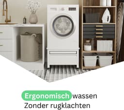 Wasophoogte® Wasmachine verhoger met lade en plateau - Wasmachine opbouwmeubel - Wasmachine sokkel - 42cm hoog - Wit - Universeel - 65*60,5 (LxB) - Inclusief wandbeugels — thumbnail 5