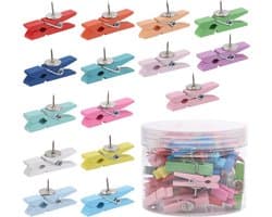 Kleurige duwspelden met houten clips - 50 stuks voor creatieve projecten