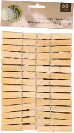 Ultra clean wasknijpers - 120x - bamboe hout - 7 cm - wasspelden knijpers - was ophangen - drogen — thumbnail 4