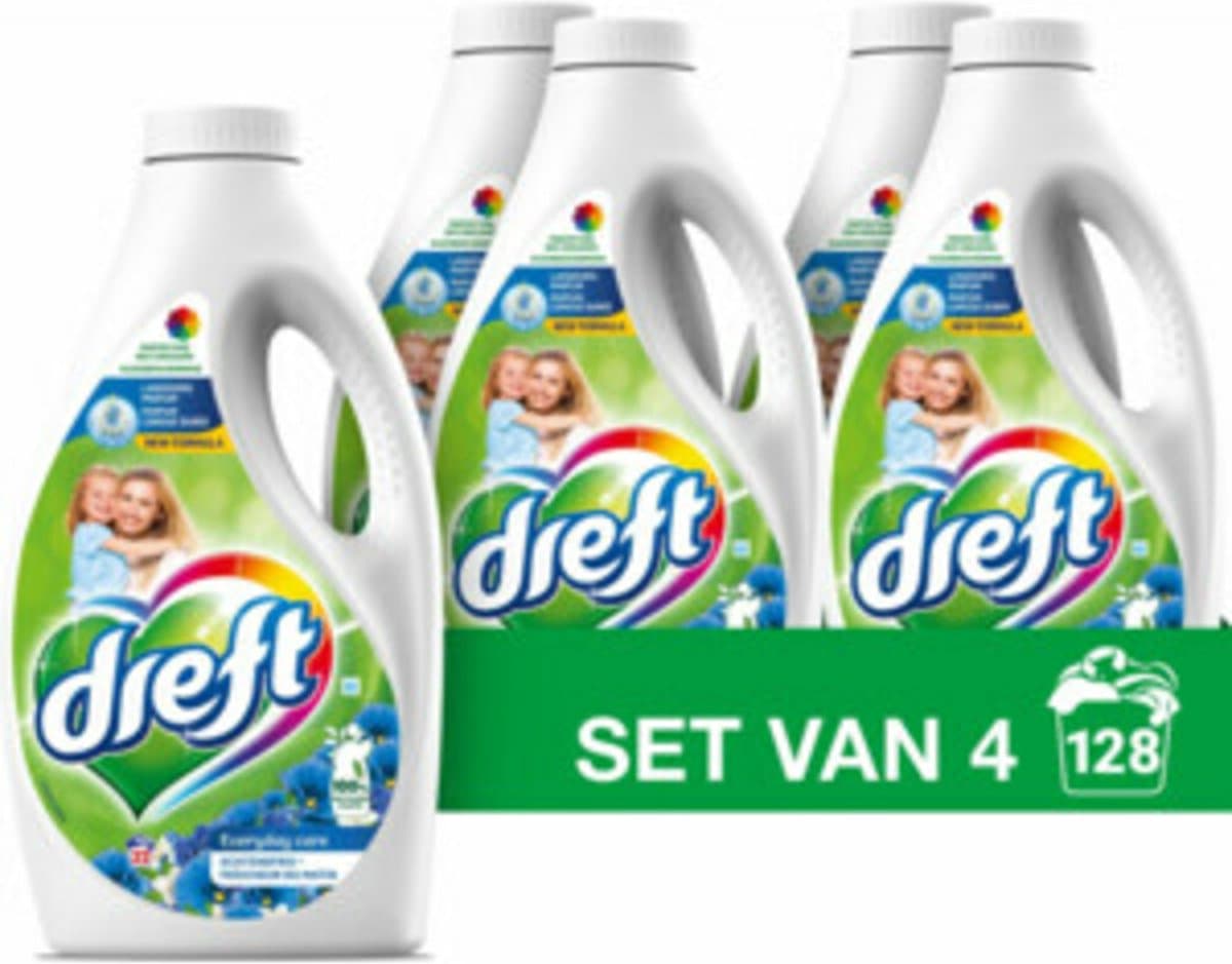 Dreft Vloeibaar Wasmiddel Ochtendfris 4 x 32 Wasbeurten 1,4 liter — afbeelding 1