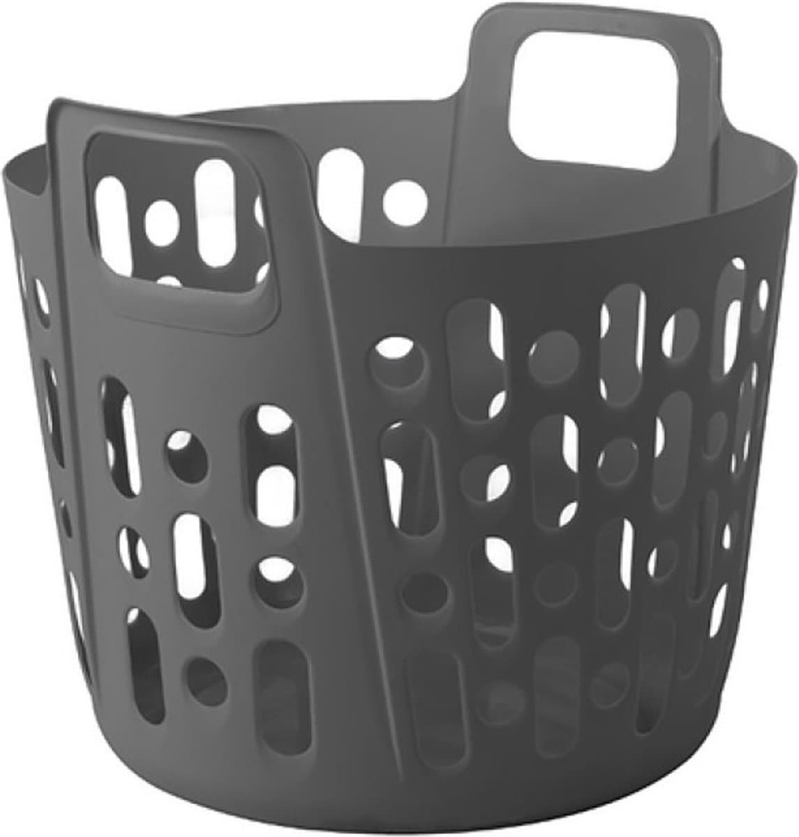 Flexibele wasmand - grijs - 35 liter - kunststof - 39 x 41 x 36 cm — afbeelding 1