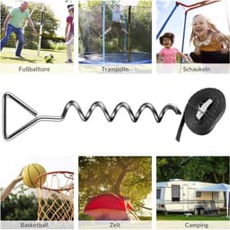 Grondankers trampoline 425 cm 5 windingen verstelbare riemen roestvrije zekering - set van 4 met 900 kg draagvermogen — thumbnail 5