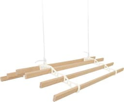 Kledingrek Plafond Katrol - Ivoor– 1.5m 6-lat plafond wasrek — thumbnail 3