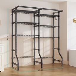 Extra Groot 6-Laags Opbergrek voor Bovenop Wasmachine – Dubbele Kolom, Verstelbare Planken, Robuust Stalen Organizer voor Wasruimte – Staande Plank — thumbnail 3
